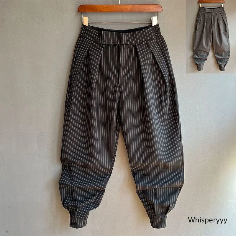 

Stripe Harlan Pants Men Black Gray Korea Fashion Casual Suit Pants Male Harajuku Men's Clothing Baggy Autumn Winter Trousers New