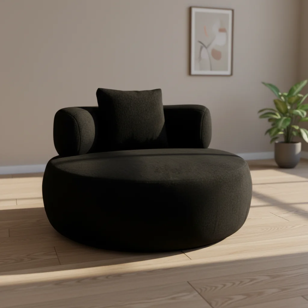 #Black Velvet Sofa Chair Modernos Reclnable Compressor Single Seater Circle Sofa Chair Set