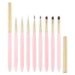 1Pcs Pink Nail Art Brush For Manicure Salon Tool Professional Painting Drawing UV Gel Extension Pen Nail Polish Nail Brushes