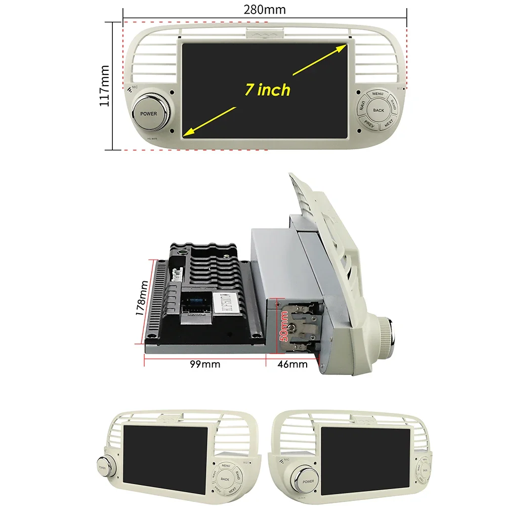 7\'\' 8Core 7862 Audio 2din Android Autoradio for Fiat 500 2007-2015 Car Radio Multimedia Video Player GPS Nav HeadUnit Carplay 4G