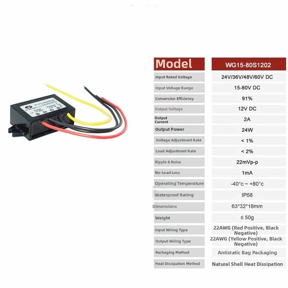 DC 15V-80V To DC 12V 2A Step-Down Converter Step-Down Voltage Reducer Power Supply Buck Converter Buck Regulator