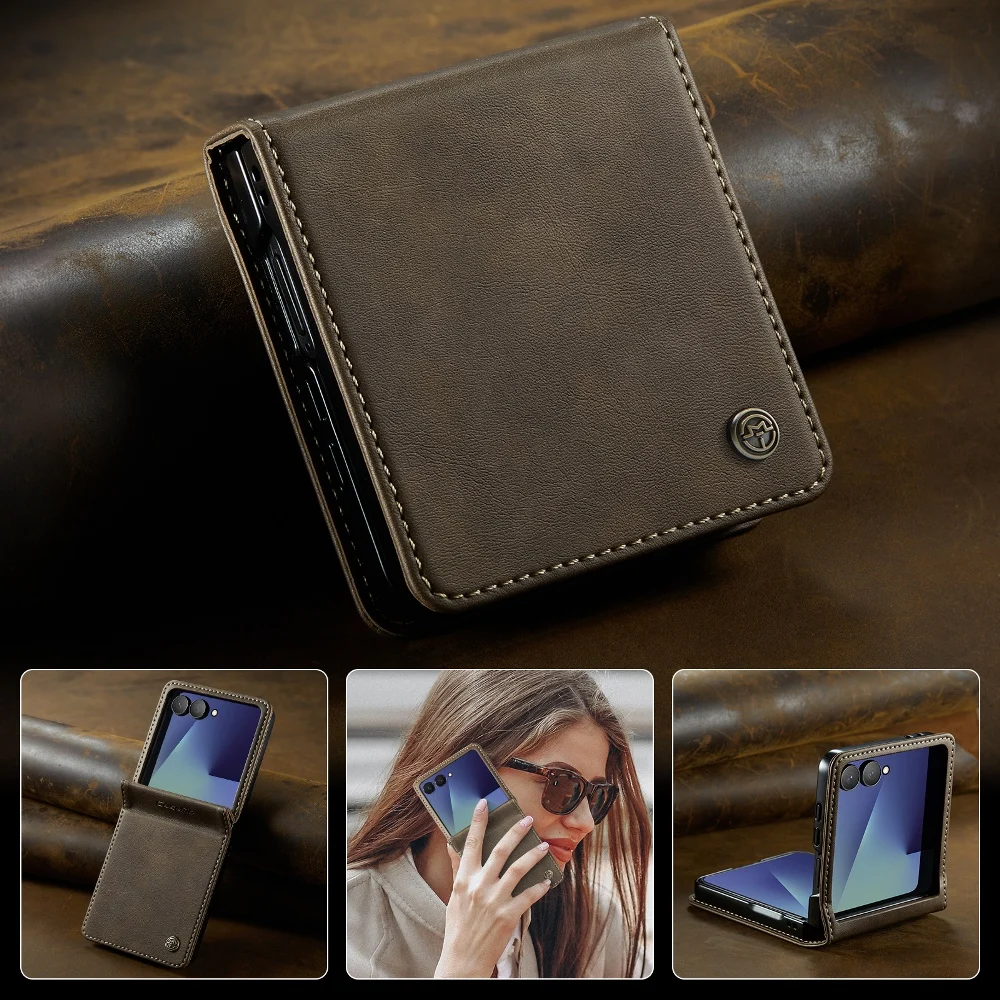 

Solid Color Leather Flip Cover Phone Case for Samsung Galaxy Z Flip7(Only)