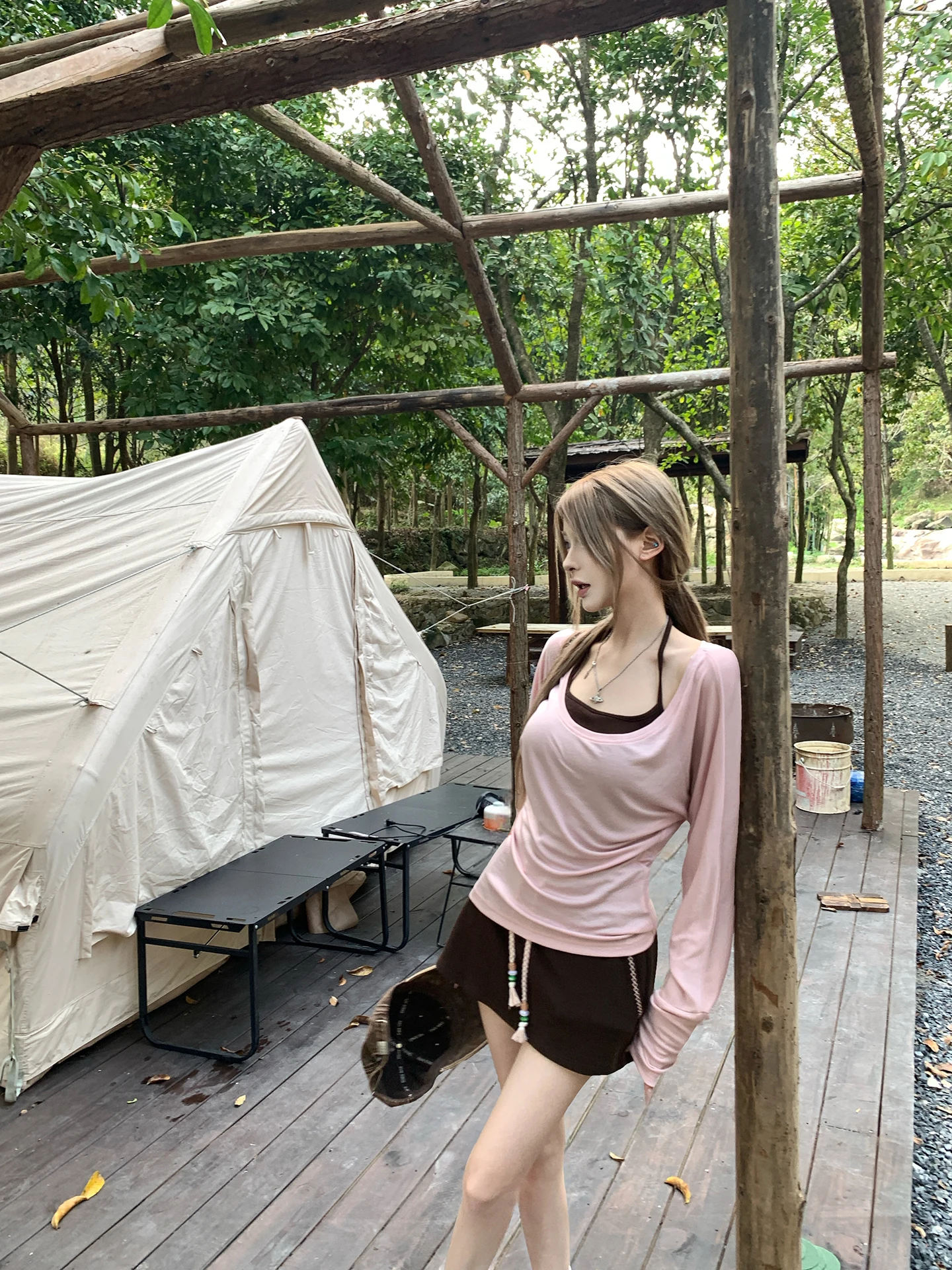 

Long Sleeve Women's T-shirt Korean Style Sun Protection Coat Top Commute Style Regular Fit Lenzing Lyocell Fabric round Neck