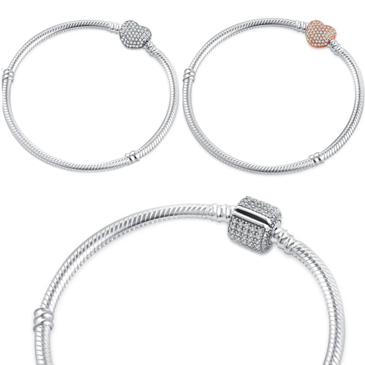 Hot Sale Heart Snake Chain Bracelet Cylindrical Clasp Femme Love Bracelet Decoration Bangle Trinkets For Women Jewelry Gift