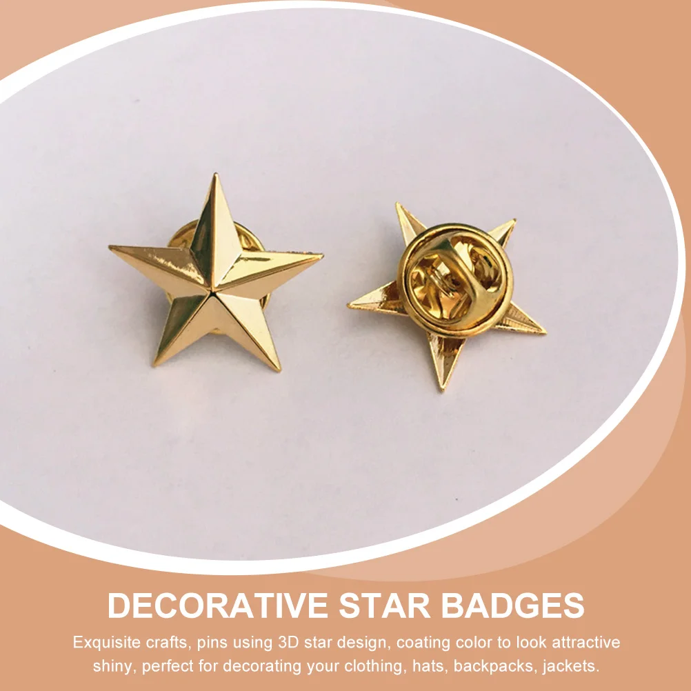 

10 Pcs Metal Star Badges Lapel Pins Shiny Coating Durable Craft Decorative Party Supplies Independence Day Gifts