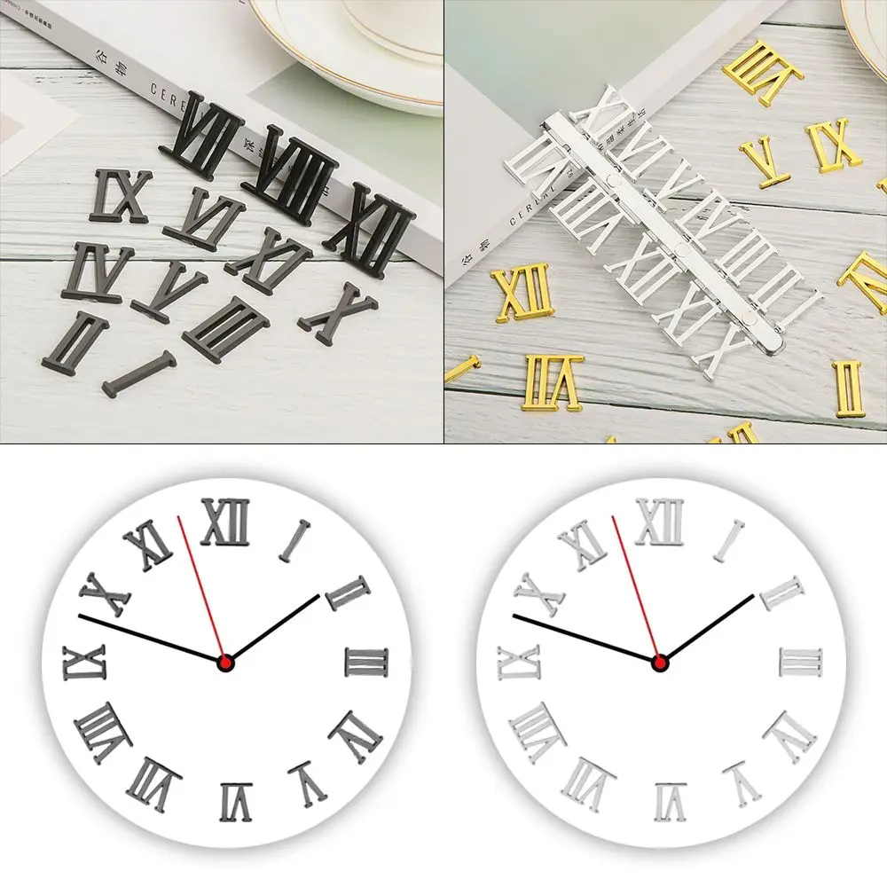 1 Set DIY Arabic Number Quartz Clock Parts Clock Numerals Accessories Silver Gold Roman Numerals Restore Digital Repair Tools
