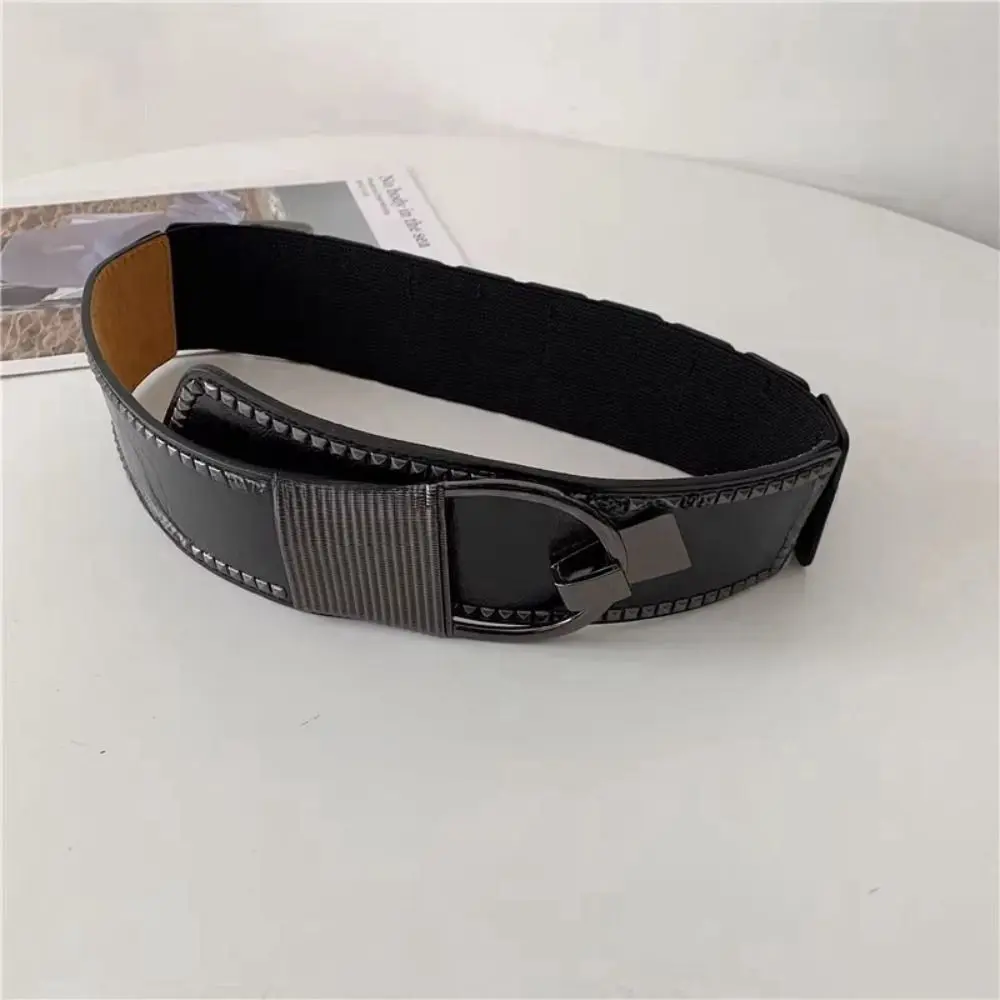 เข็มขัดคอร์เซ็ทหนังแฟชั่นแบบยืดหยุ่น สีพื้น สายรัดเอวแบบเชือกผูก คอร์เซ็ทเอวกว้างสำหรับชุด