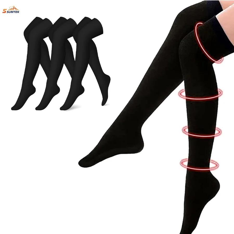 

Компрессионные носки до бедра для женщин и мужчин, выше колена - для бега, кормящих видов спорта, компрессионные носки от варикозного расширения вен