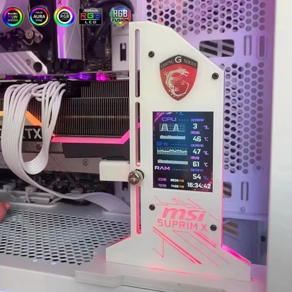 Rgb Verticale Gpu Beugel Rog Msi Gundam Met 2.4 Inch Led Scherm Grafische Kaart Ondersteuning Vga Houder Voor Mod Gamer kast 12V/5V