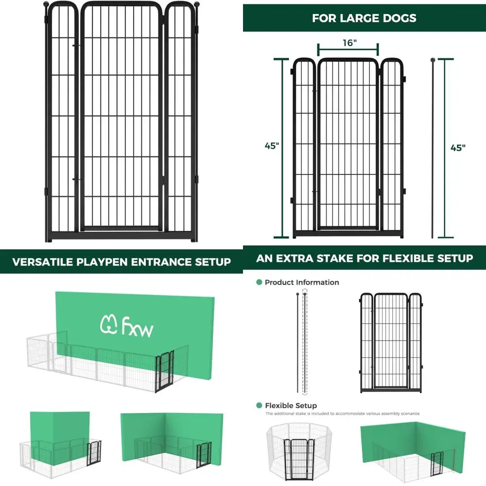 

Indoor Large Dog Playpen with Add-on Gate, 45 Height, Black - Unleashed Pet Enclosure for Safe Play and Training