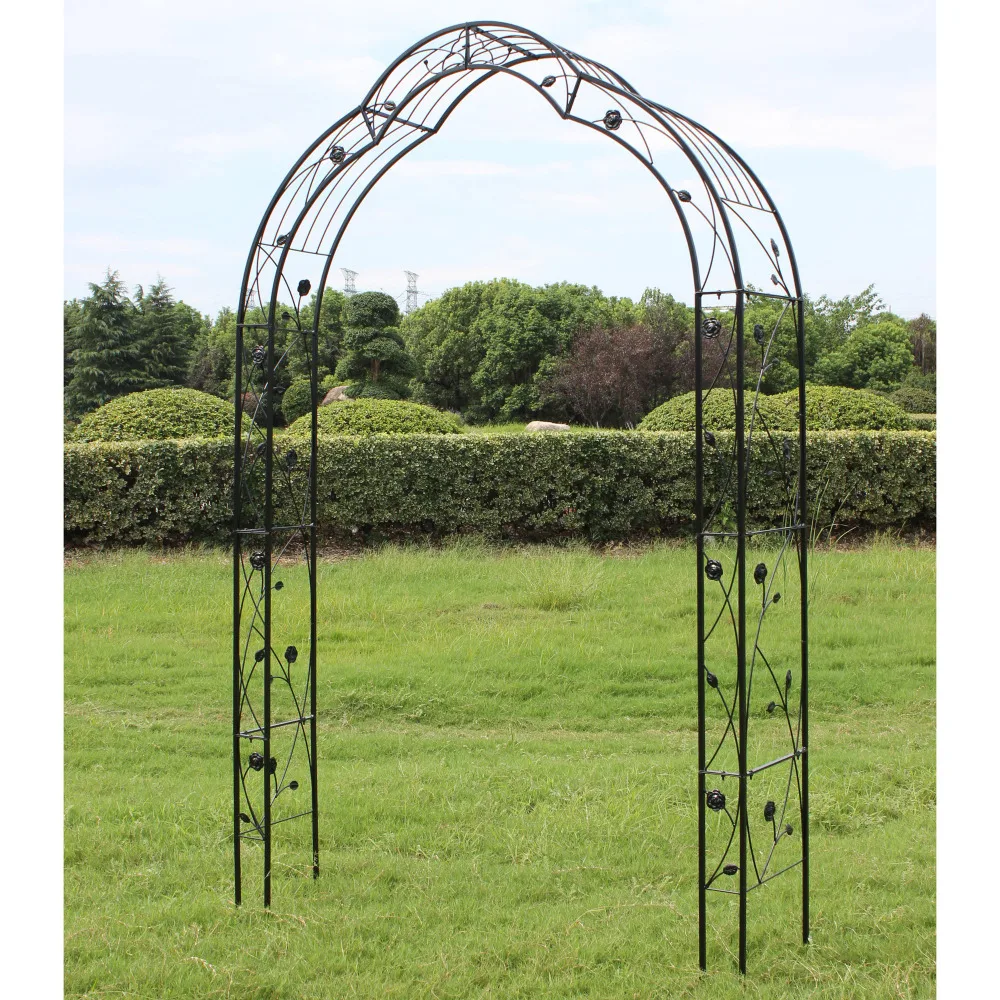 Metal Garden Arch Assemble Freely with 8 Styles Garden Arbor Trellis Climbing Plants Support Rose Arch Black