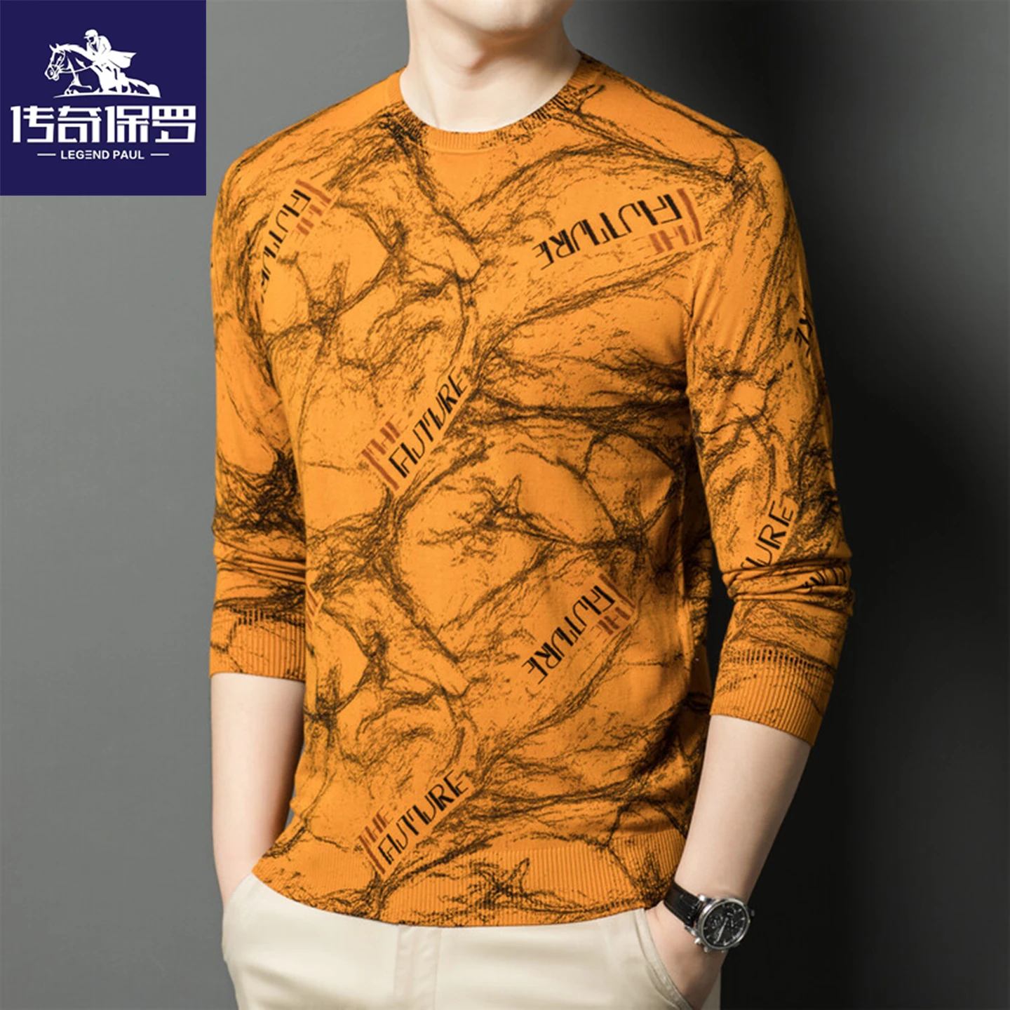 

Мужская футболка с длинным рукавом Legend Paul, с круглым вырезом, с принтом, базовая, трикотажная, для среднего возраста, модный городской стиль, весна-осень