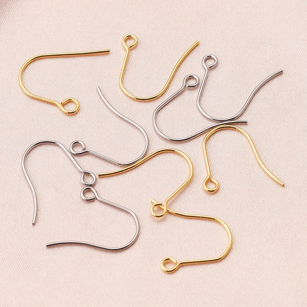 100pcs/lot 18mm Gold-plate Stainless Steel Earring Hooks French Ear Wires Findings for Jewelry Making DIY Earrings Wholesale