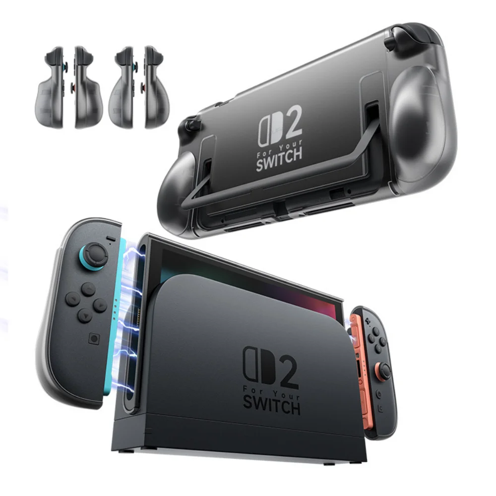 

JSAUX PC0117 Split Transparent Case Ergonomic Protective Casing for Switch 2, Slim Dockable Transparent Hard Shell for Switch 2