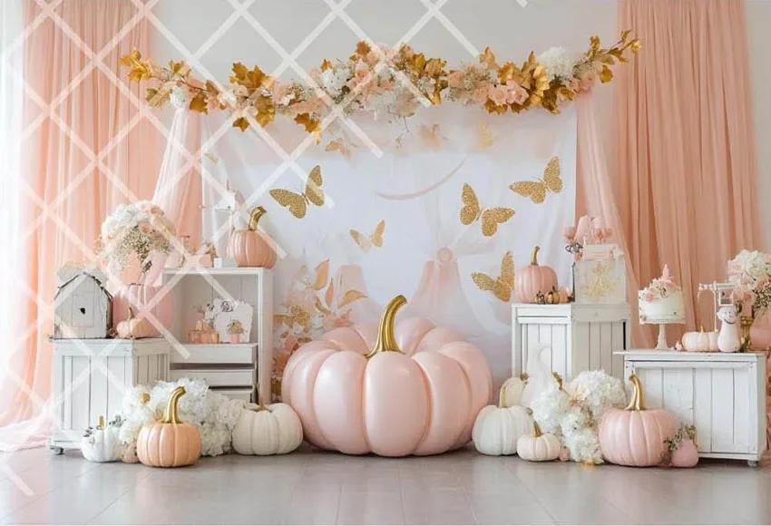 Мехофонд фон для фотосъемки тыква осень бабочка цветочный детский день рождения торт Smash портретный декор фон для фотостудии