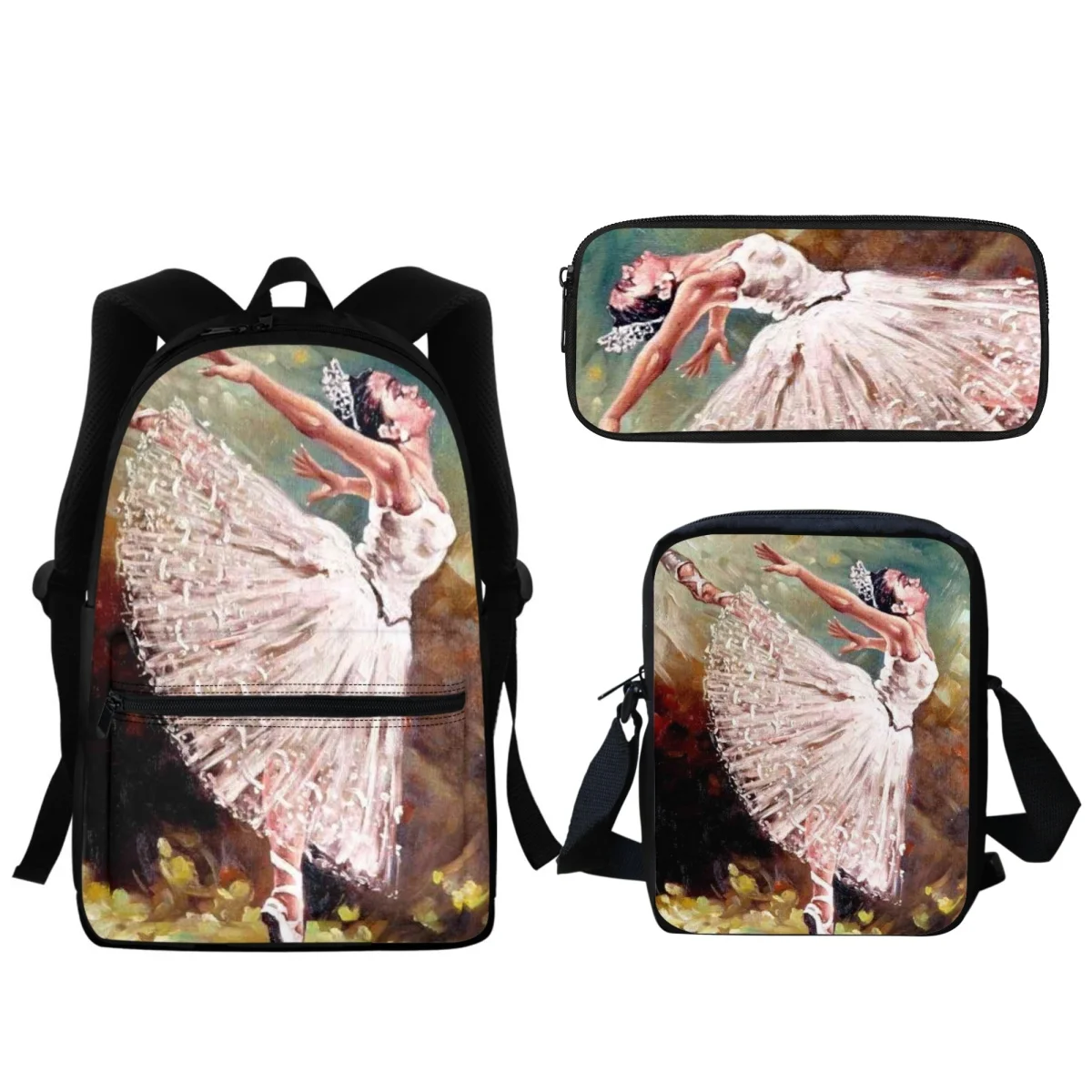 Mochila con estampado de Ballet y pintura al óleo para niño y niña, morral escolar de gran capacidad, para regalo de estudiante de arte