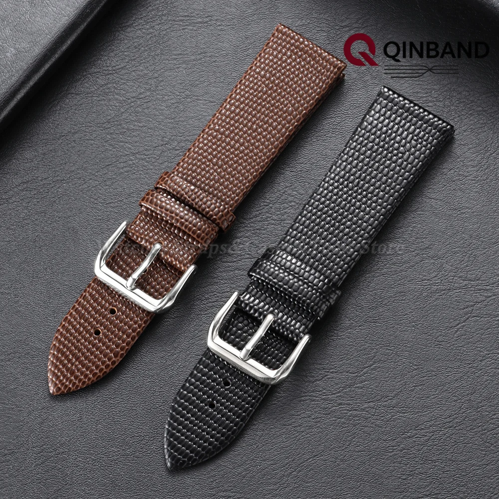 10mm 12mm 14mm 16mm 18mm 20mm 22mm Lizard Pattern Leather Watch Band Soft Cowhide Watch Strap Ultra-Thin Men Universal Bracelets