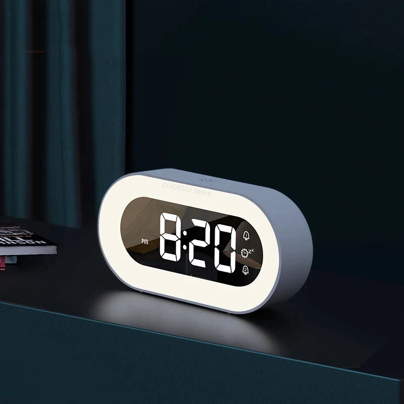 Music LED Digital Alarm Clock Voice Control Night Light Design Desktop Clocks Home Table Decoration Children's Gifts New