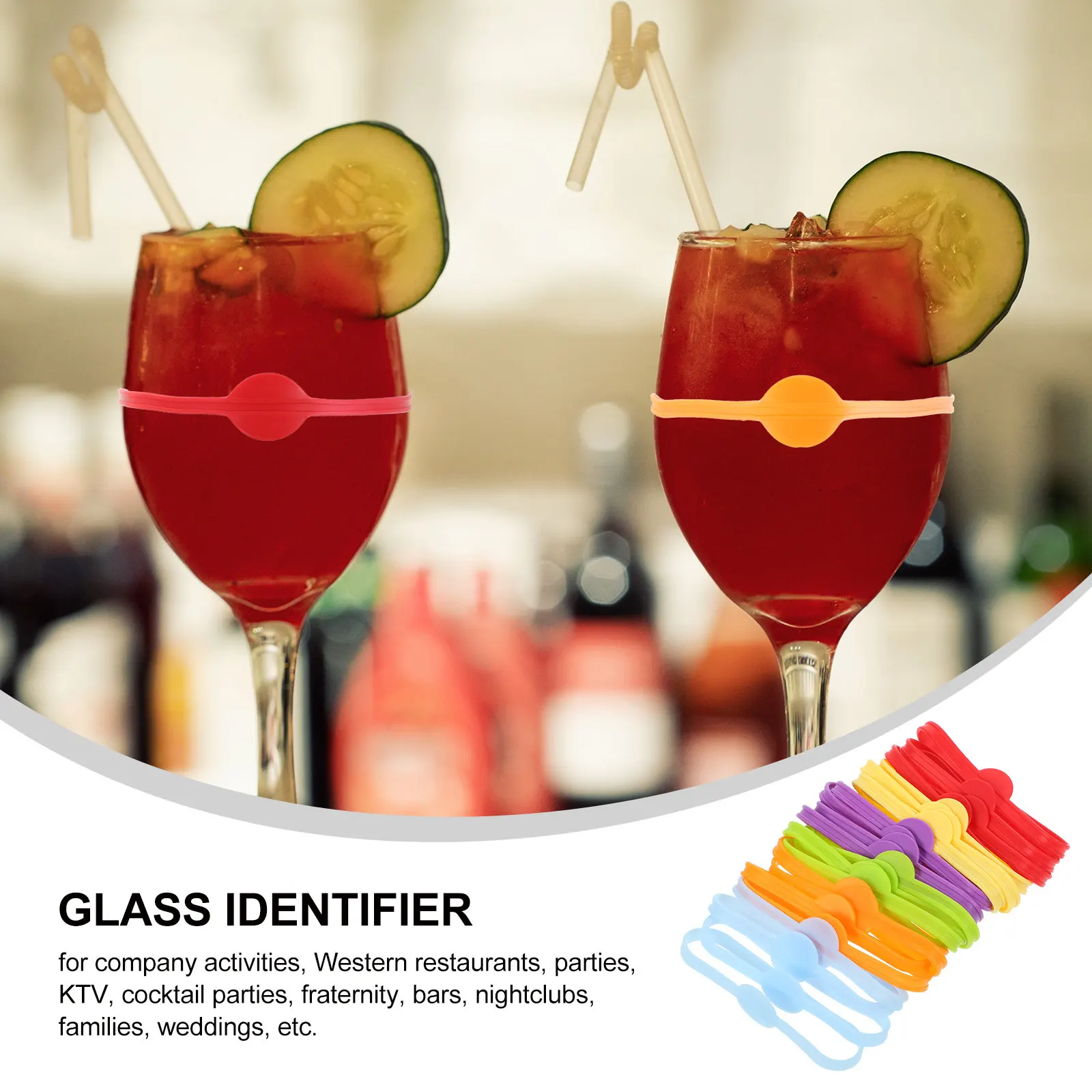 24Pcs Food Grade Silicone Wine Cup Markers Bright Colored Glass Identification Tags for Restaurants Families Fraternities