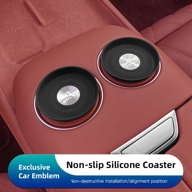 

2Pcs Car Anti-Slip Silicone Coaster Auto Water Cup Pads For Volvo V60 S80 C30 V40 XC40 XC60 XC90 S60 V50 V70 T6 V90 R S90 AWD