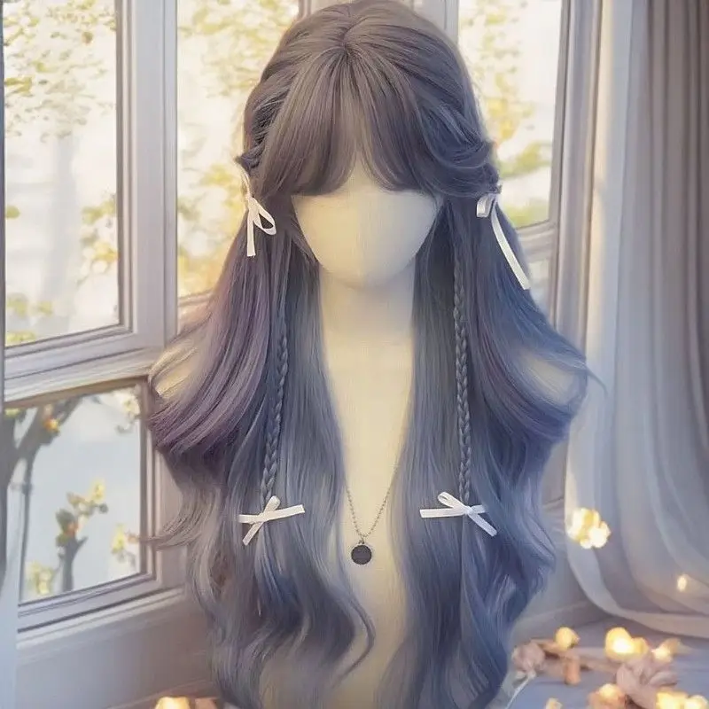 Roze stijl pruik - melkwit krullend haarstukje, Kpop Idol Wave haar, 2025, nieuwe mode synthetisch hittebestendig cosplay feesthaar