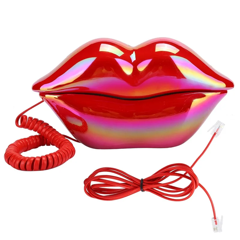 Exquisite-New Red Lips Landline Phone European Fashionable Desktop Telephone Corded Fixed Phone For Home Hotel Office