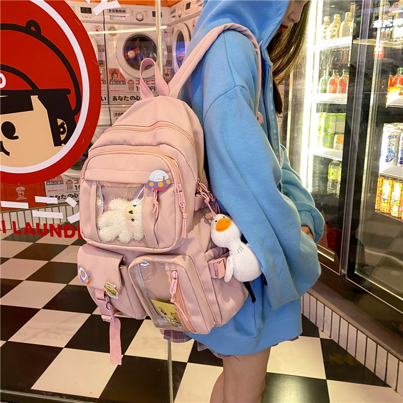 New Korean Large Capacity Backpacks Women Kawaii High Students School Bag For Teenager Girls Sweet Waterproof School Travel Bags