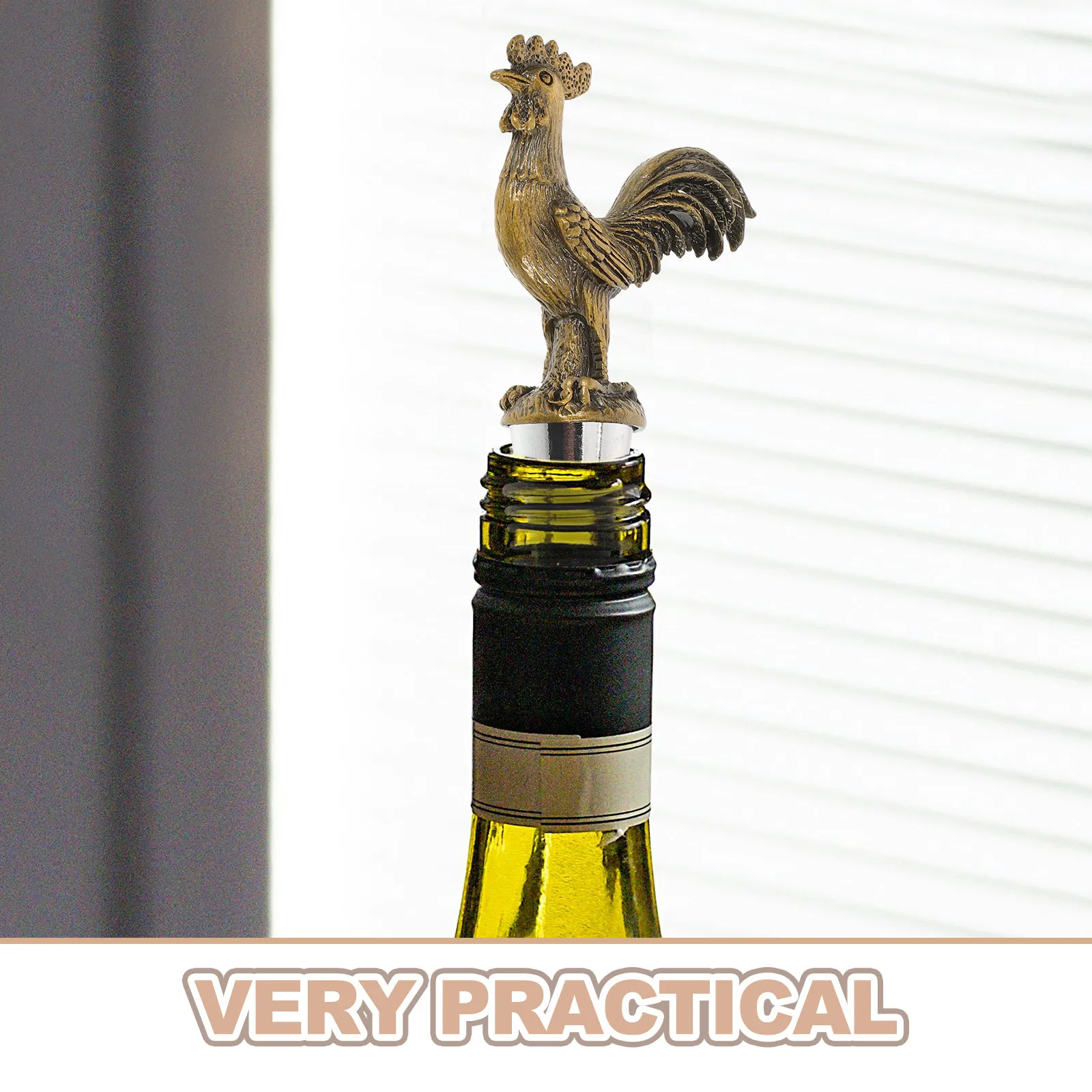 Metal Rooster Wine Bottle Stopper Reusable Beverage Cap Decorative Animal Plug Vintage Sealer Festival Party Bar Supplies