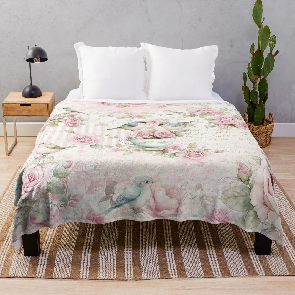 

Whimsy & Roses in Pink Throw Blanket