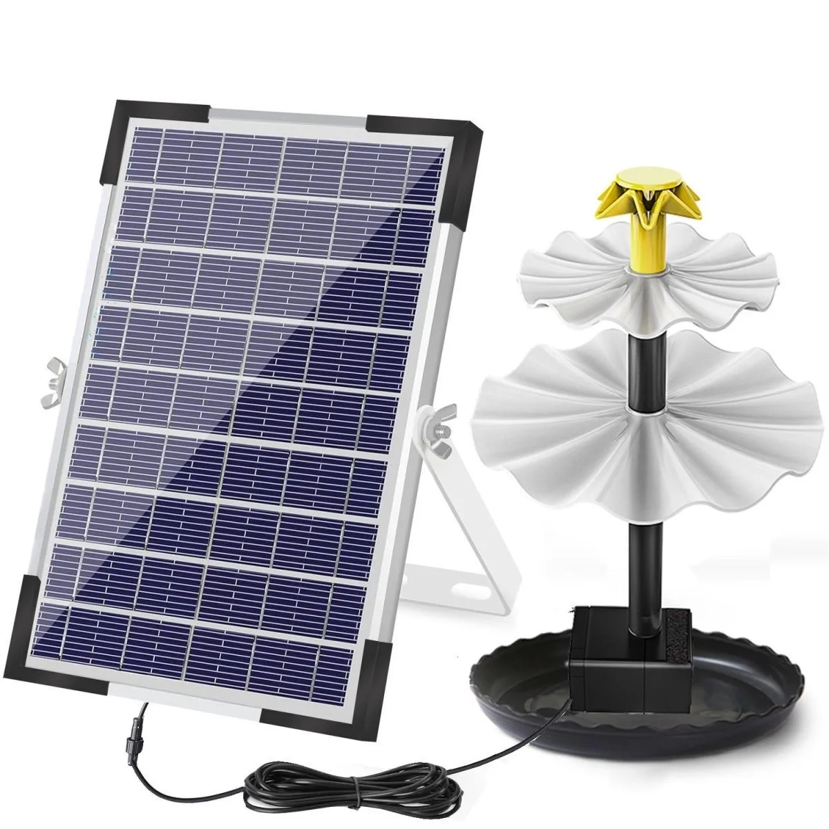 10W Solar Water Pump Kit,  LED Lights for Pond Water Feature Pool Garden Patio Bird Bath Fountain