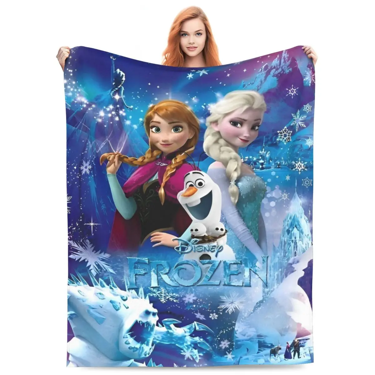 Super Soft Blanket Travel Office Frozen Elsa Cartoon Bedding Throws Flannel Bedspread For Couch Chair Sofa BedSofa Bed Cover