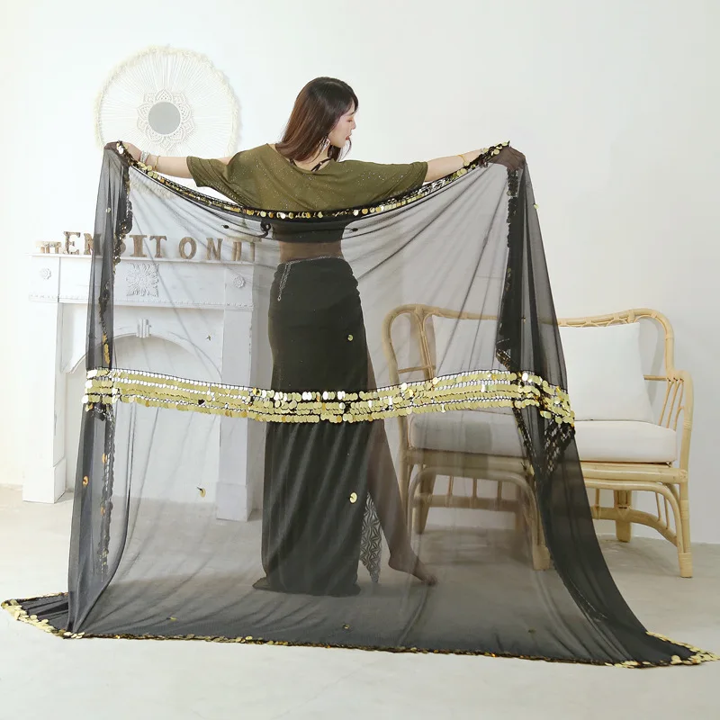 Indiase Volksdans Kleding Buikdans Malaya Sjaal Pailletten Decor Show Melaya Sjaal Alexander's Meisje Prestaties Show Sluiers