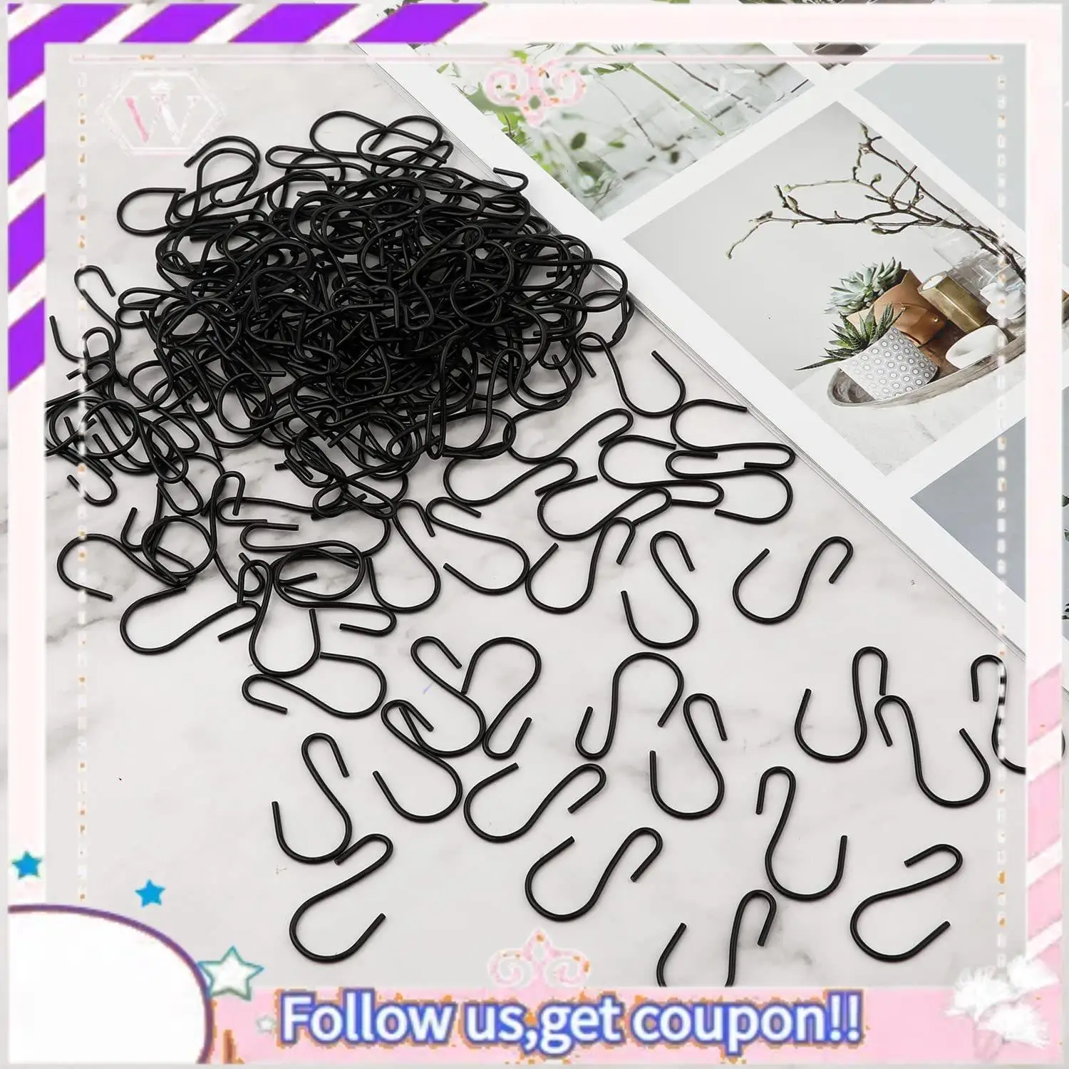 

Premium 120Pcs 1-Inch For MINI S-Shaped Hook S-Shaped Hook Small S-Shaped Hook Metal For MINI Decorative Hook For Crafts (Black)