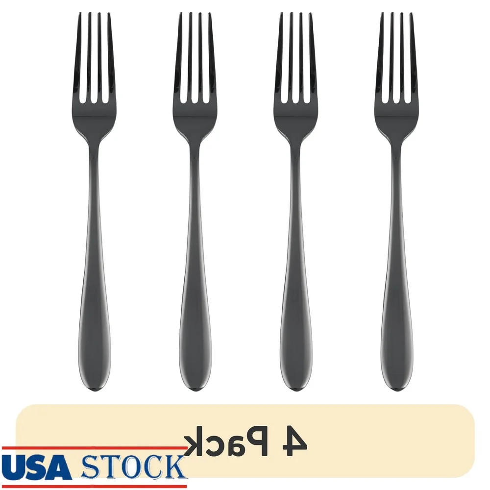 

Black Mirror Stainless Steel Dinner Fork Set 4 Pack Ergonomic Design Durable 18/0 Dishwasher Safe Tableware Elegant Dining