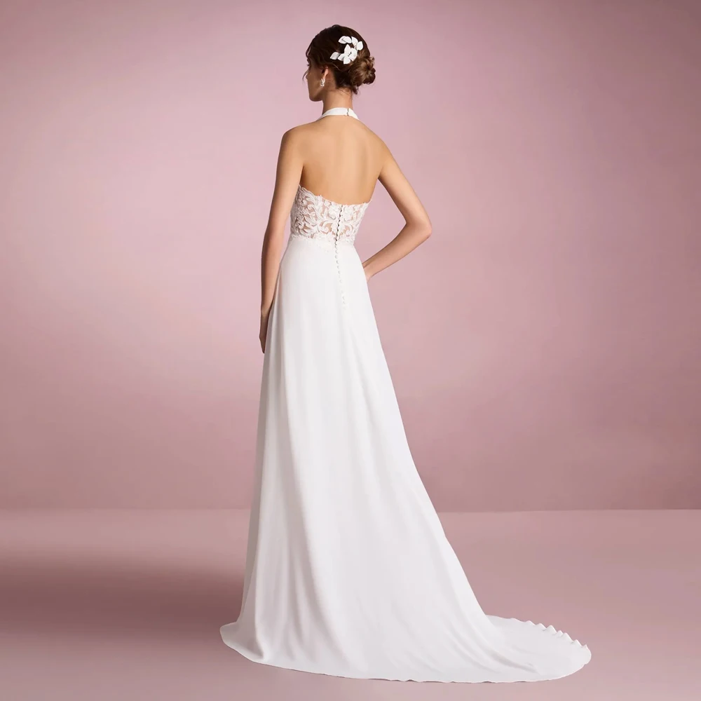 Abiti da sposa classici senza maniche con scollo a V profondo Abiti da sposa con cerniera sul retro Perline personalizzate Abiti da sposa senza schienale