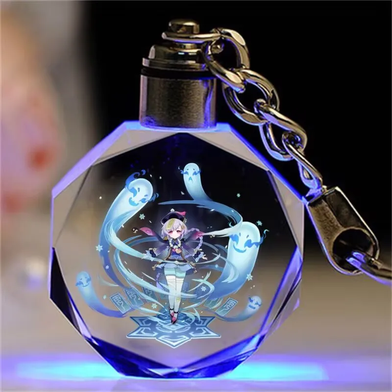 Genshin Impact, брелок с кристаллами вспышки из мультфильмов и аниме, подвеска для школьной сумки, Raiden General, орех, Чжунли, Сяо, сувенир