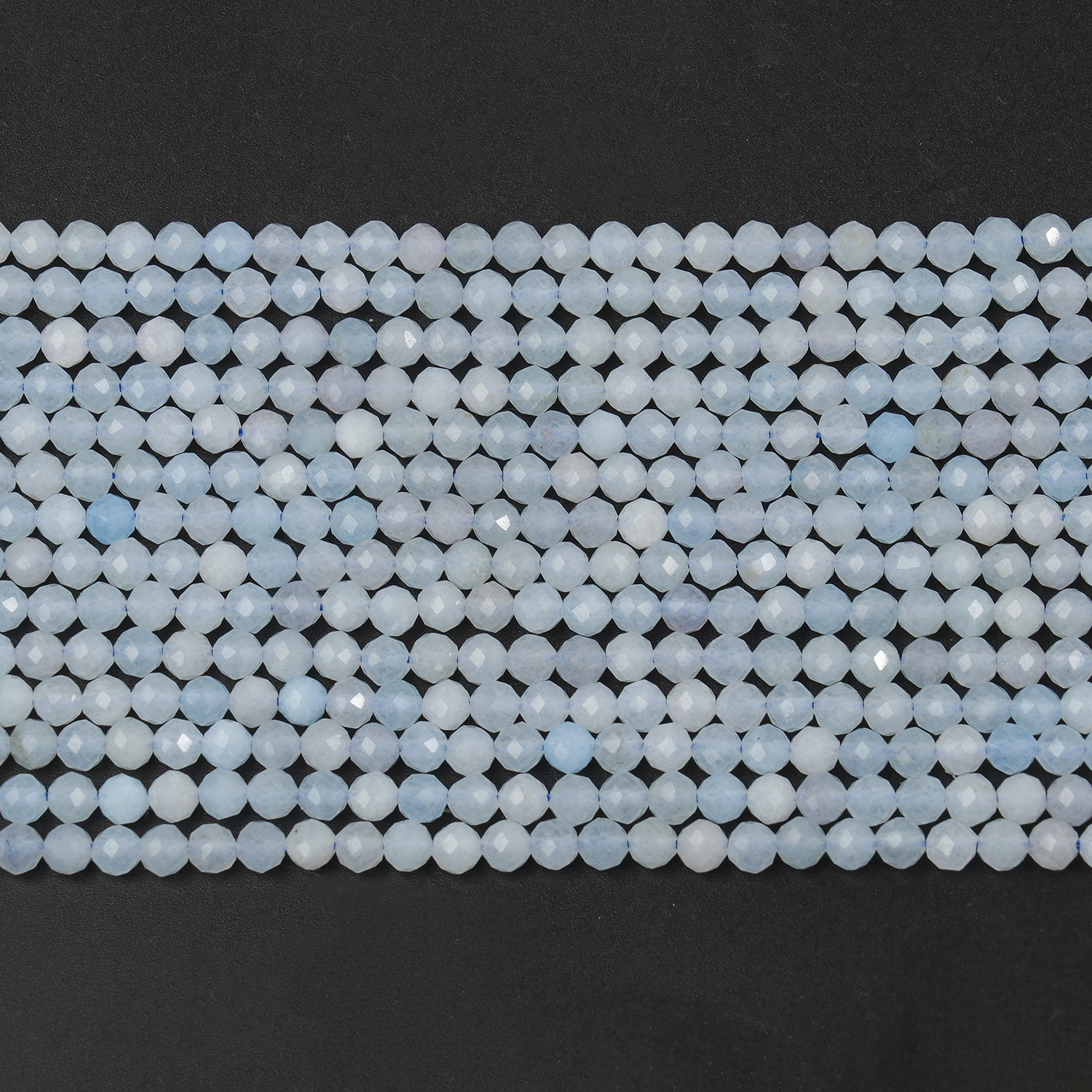 Großhandel Facettierte 2 3 4mm Naturstein Blaue Aquamarin Perlen Runde Kleine Lose Perlen für Schmuckherstellung DIY Armbänder Halsketten – Detail 2