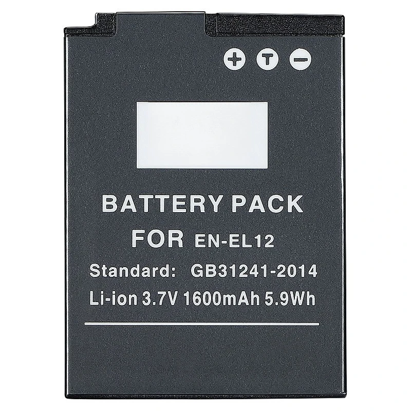 3.7V 1600mAh for Nikon EN-EL12 Replacement Battery P300 S9700 170 360 High-Capacity Digital Camera Battery for Multi-Models