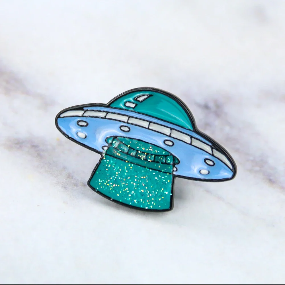 Cartoon Universe Aviation Alien Spaceship UFO Space Capsule Enamel Metal Brooch Button Shirt Collar Knapsack Jewelry Badge Pins