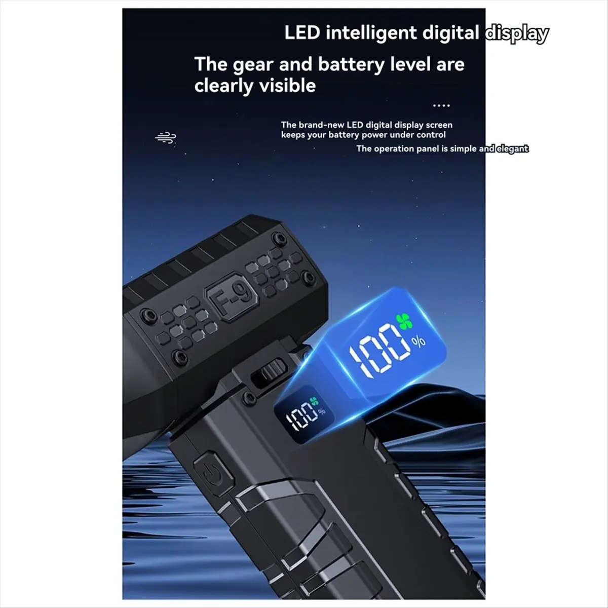 

AB53 Мини-воздуходувка 160000 об/мин Ручной электрический вентилятор 52 м/с Скорость ветра Бесщеточный двигатель Жестокий вентилятор со светодиодным дисплеем