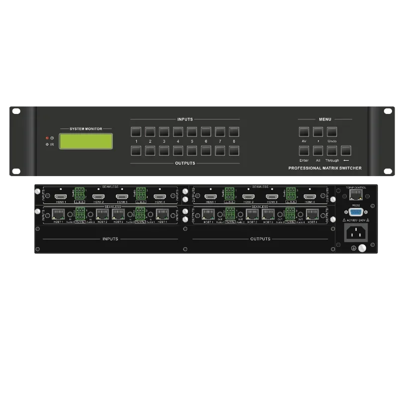 

MAX0808 8-channel HD hybrid matrix for hd video conference system matrix support CVBS YPbPr VGA DVI HDM1 3G/HD/SD-SDI hdcp EDID