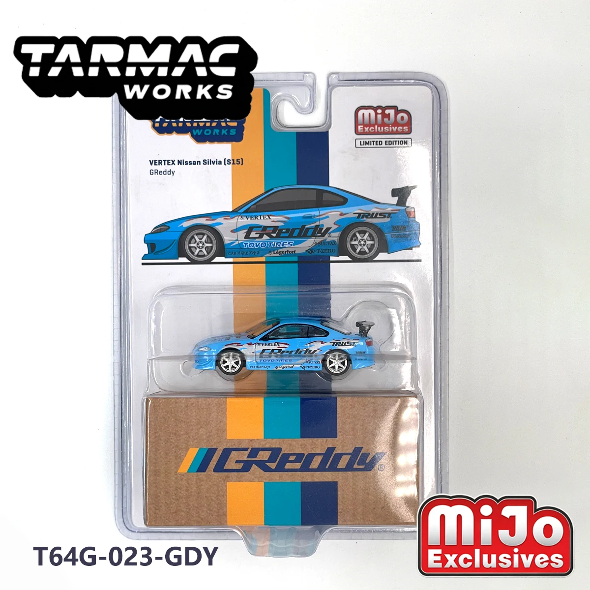 Tarmac Works T64G-023-GDY Blister Pack 1:64 Vertex Silvia S15 GReddy Mijo Exclusive Alloy Diecast Model Car In Stock