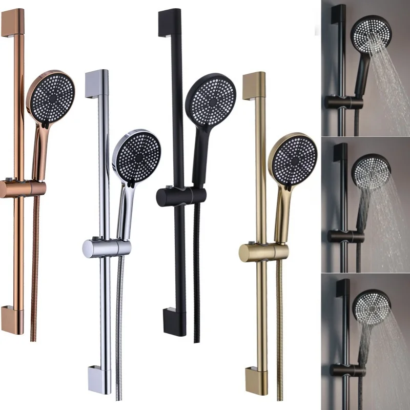 

Wall Mounted Shower Kit with ABS Handheld Shower Head Stainless Steel Hose Adjustable Shower Stand Slider Bathroom Accessories