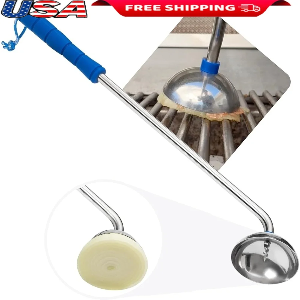 

Onion Grill Cleaner Tool Bristle Free BBQ Grate Scrubber Corkscrew Handle Heavy Duty Stainless Steel All Natural Non Stick