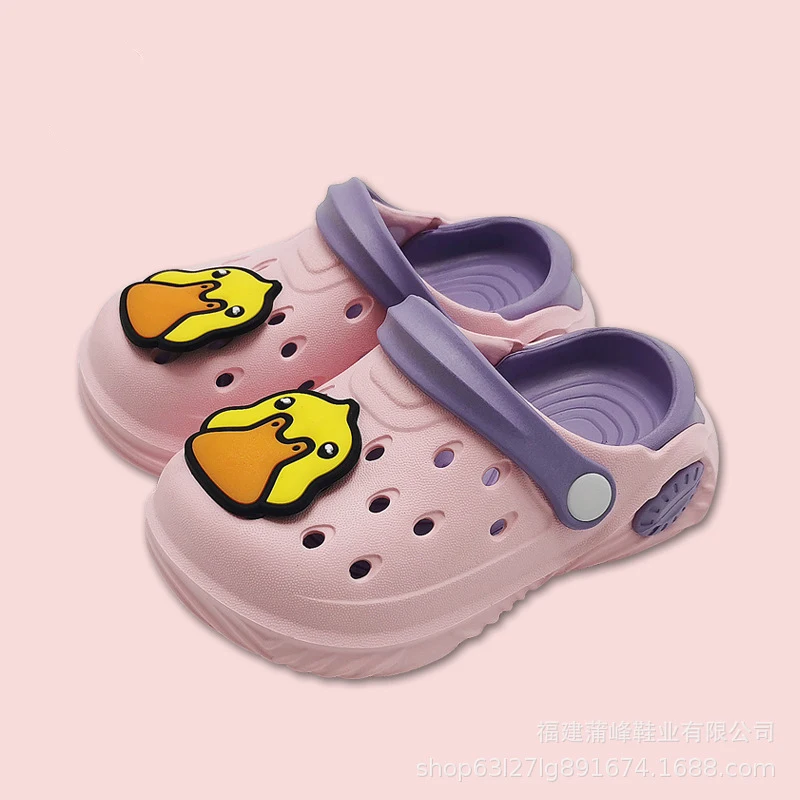 Children New Cute Cartoon Kids Toe Sandals Little Yellow Duck Summer Beach Slippers Sandals Cave Hole Baby Shoes For Boys Girls