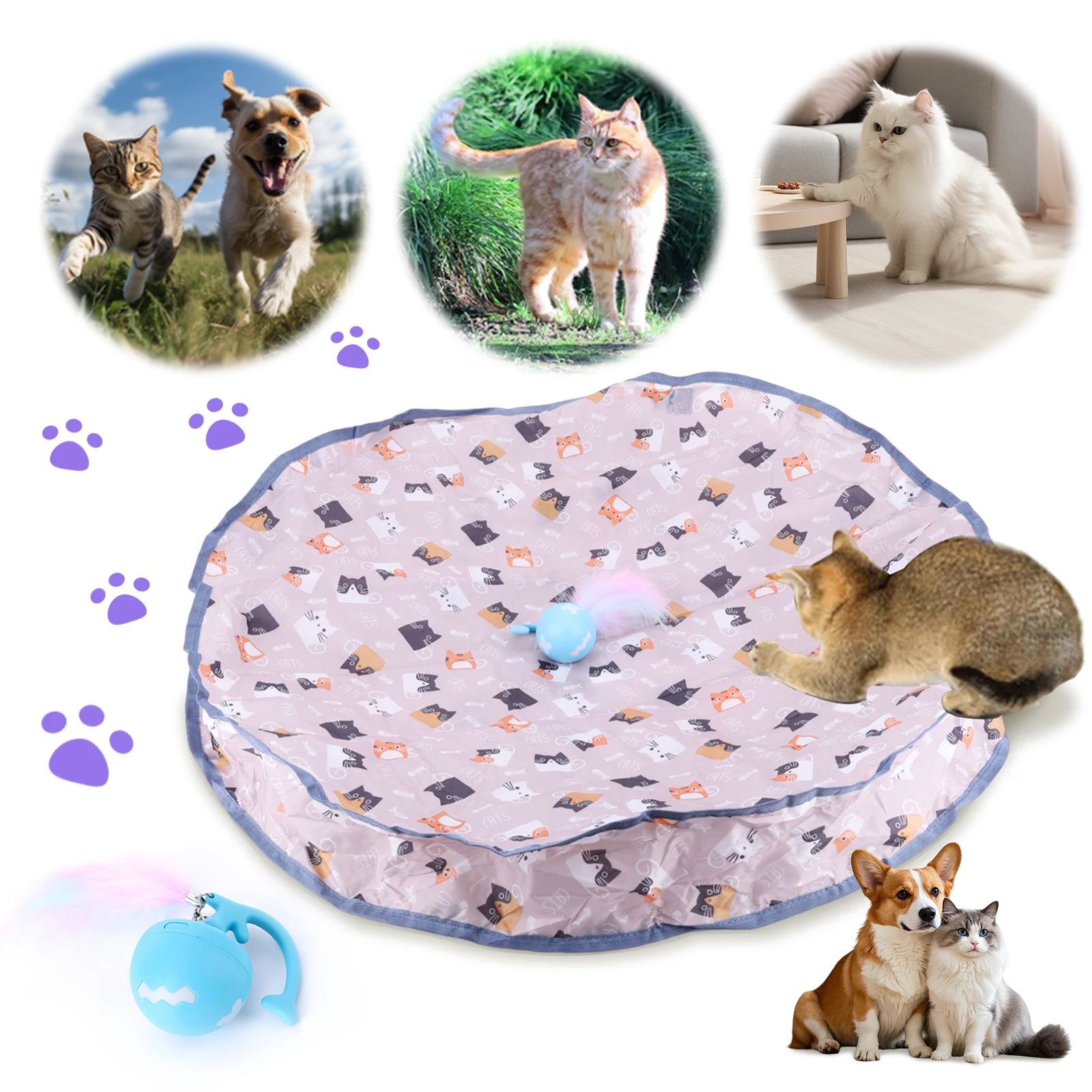 Motion Activate Chirping Cat Toy Wear Resist Mouse Catching Game Reusable Cat Mat Toy for Pet Hide and Seek Game Accessories