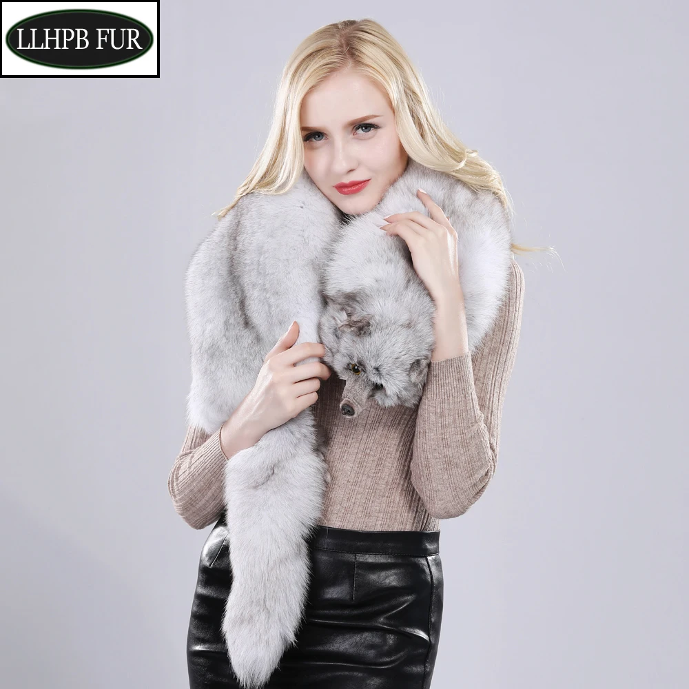 

New Luxury Real Fox Fur Scarves Women Winter Real Natural Fox Fur Neck Collar Warm Soft Fashion Genuine Real Fox Fur Scarf