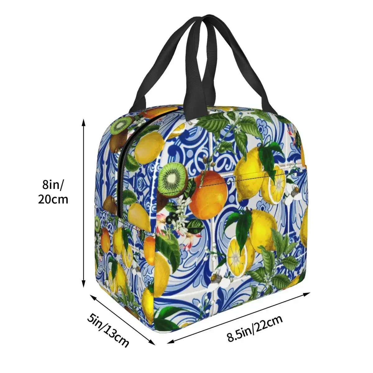 Tropical Fruit Summer Lemon Insulated Lunch Bag Waterproof Thermal Cooler Lunch Box For Women Kids Food Container Tote Bags