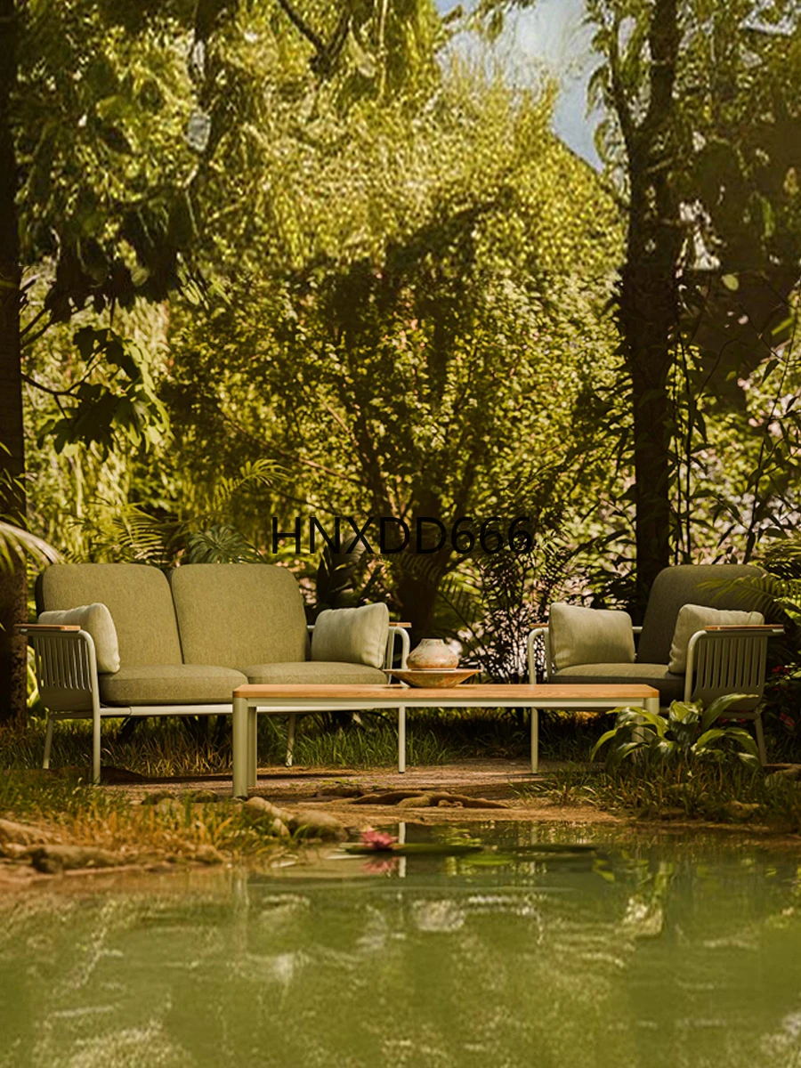Combinación de mesa de centro para sofá al aire libre al aire libre, muebles impermeables y con protección solar