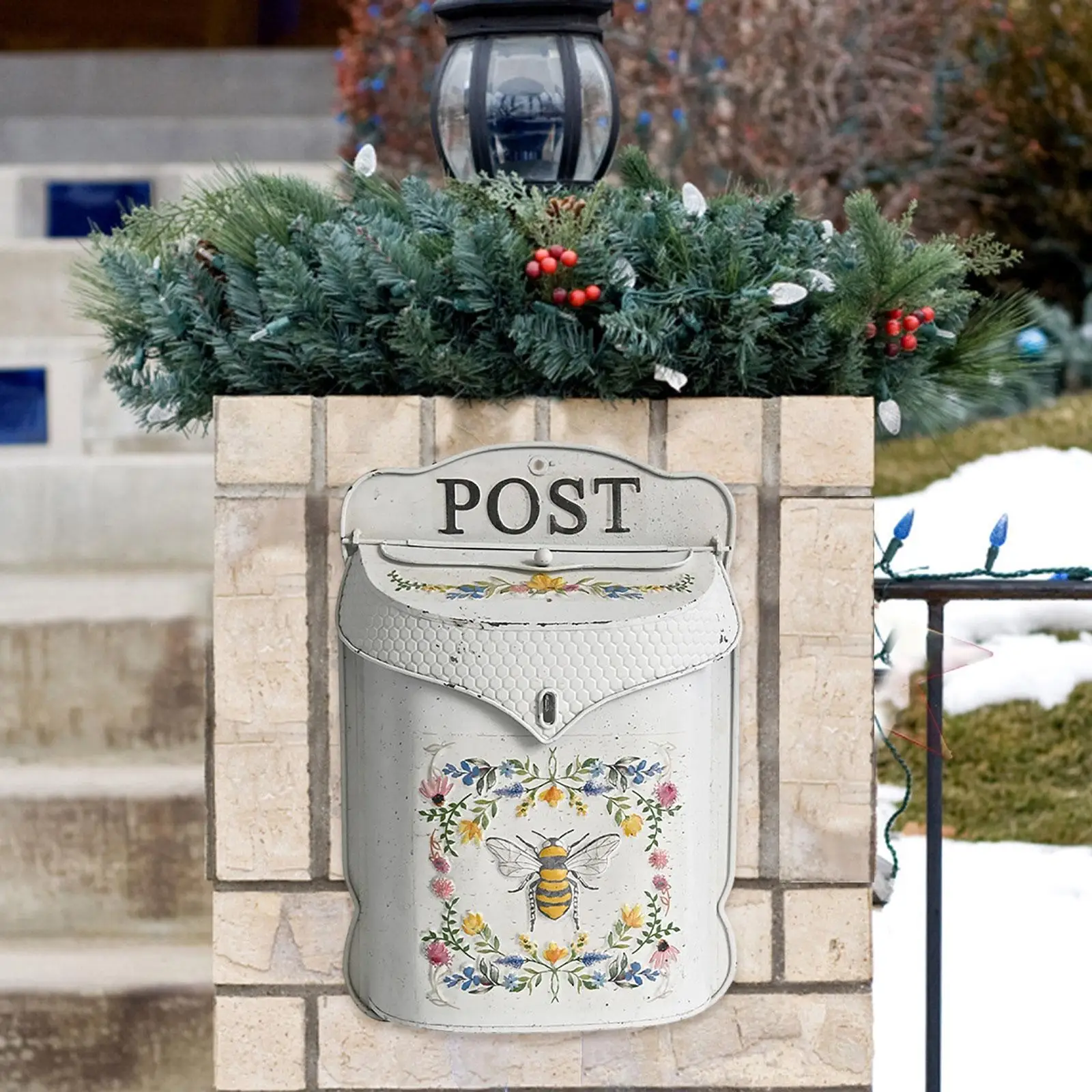 

Hanging Post Box Home Decor Farmhouse Vintage Decorative Embossed Wall Mount Mailbox Dropbox for House Hotel Door School Office